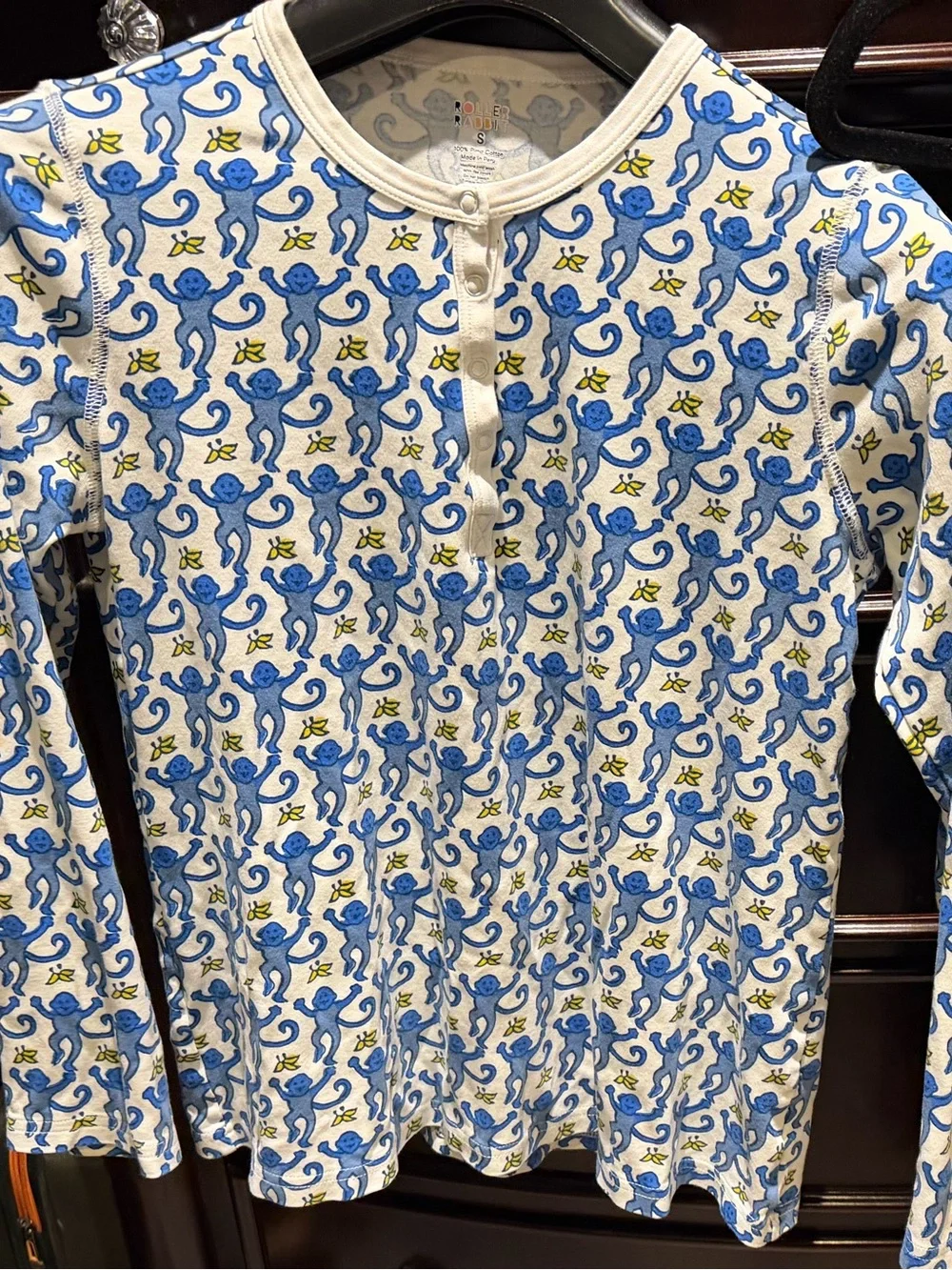 Roller Rabbit Blue & Cream Monkey Print Pajama Set - Picture 4 of 10